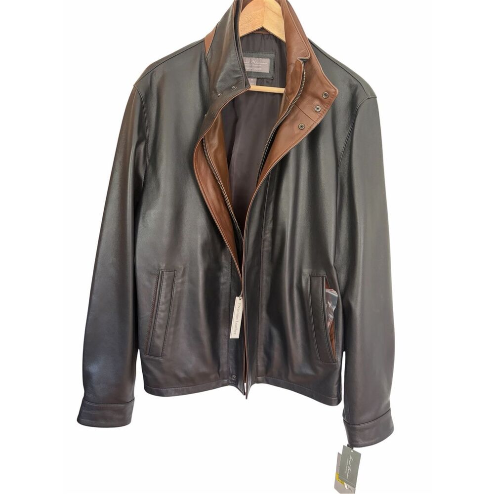 Daniel Cremieux Black Premium Leather Bomber Jacket Sz M NWT